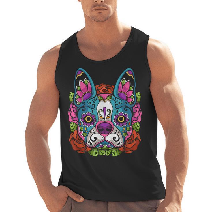 Boston Terrier Sugar Skull Dog Day Of The Dead Men Tank Top, trending gift