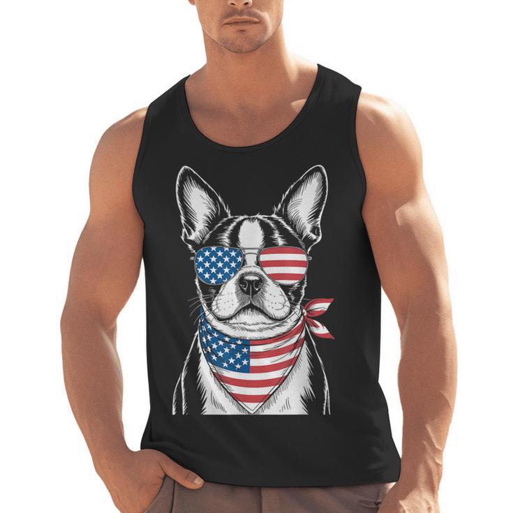 Boston Terrier USA Flag Sunglasses Patriotic 4th Of July Men Tank Top, Patriotic Boston Terrier Gifts, Boston Terrier 4th Of July Gifts, trending gift