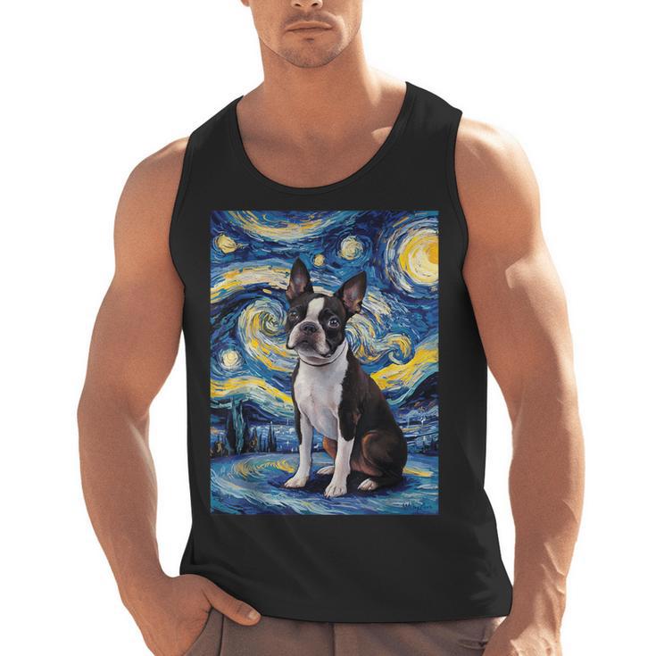 Boston Terrier Van Gogh Starry Night Men Tank Top, trending gift
