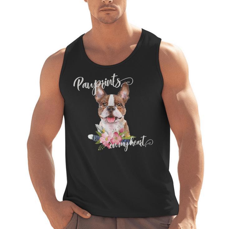 Brown Boston Terrier With Flowers And Feathers Men Tank Top, trending gift