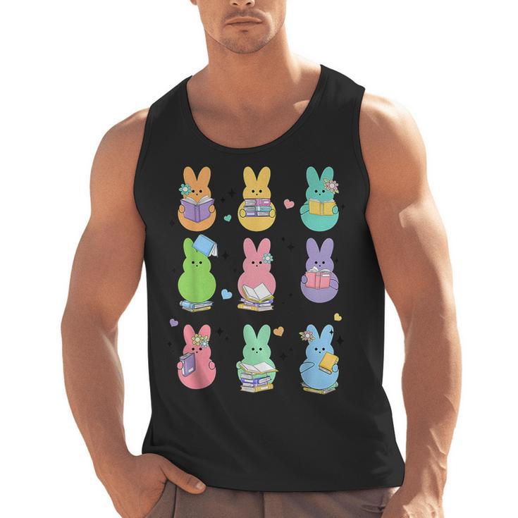 Bunny Reading Books Easter Day Librarian Teacher Book Men Tank Top