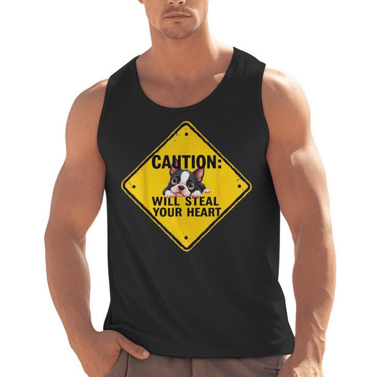 Caution Sign Boston Terrier Dog Bostie Puppy Men Tank Top, trending gift