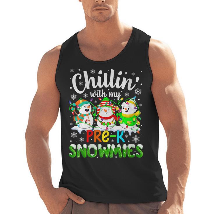 Chillin With My Pre-K Snowmies Christmas Teacher Xmas Men Tank Top