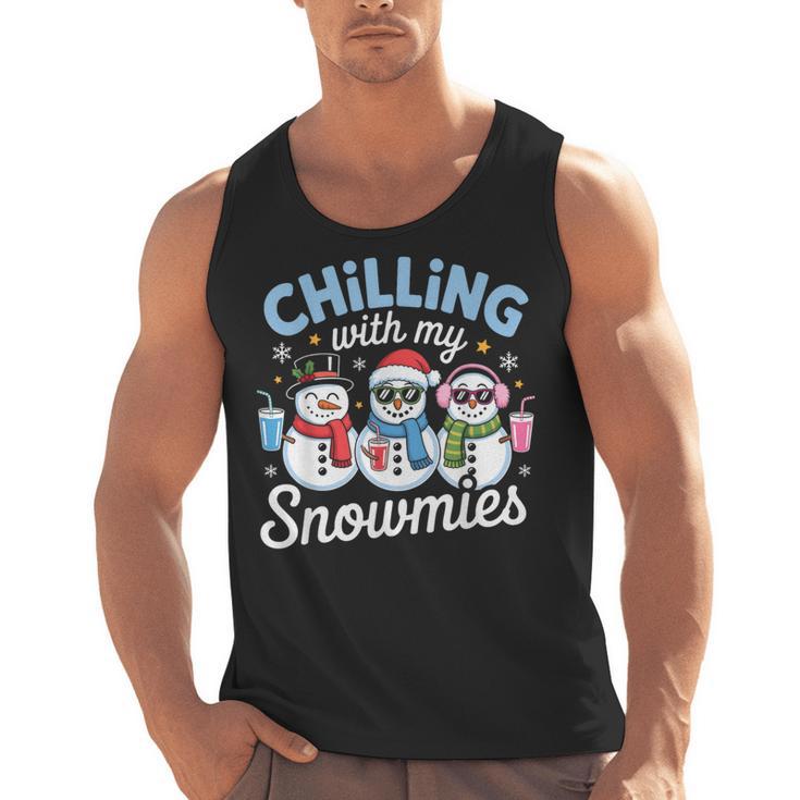 Chillin With My Snowmie Women Christmas Snowman Teacher Snow Men Tank Top