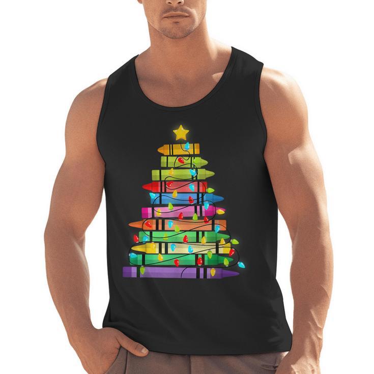 Christmas Tree Made Of Crayons School Teacher Life Student Men Tank Top