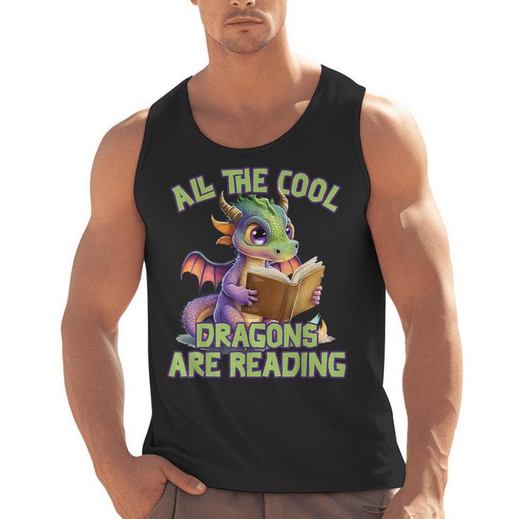 All The Cool Dragons Are Reading Dragon Teacher Men Tank Top