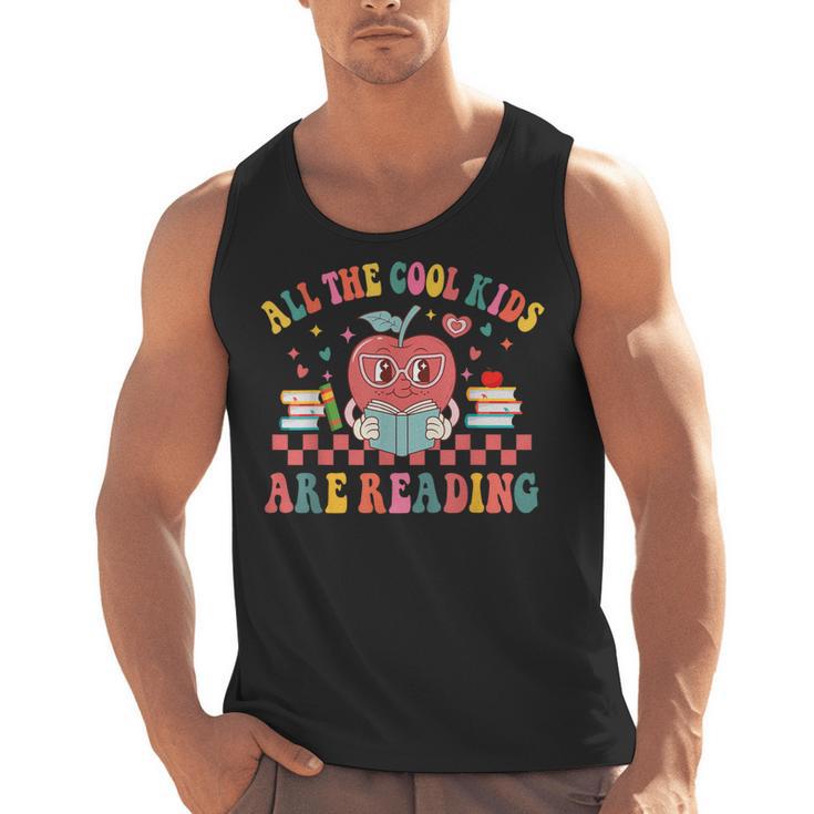 All The Cool Kids Are Reading Book Reading Teacher School Men Tank Top