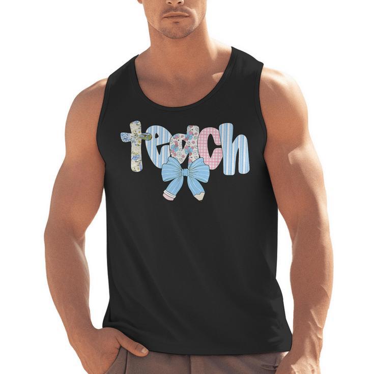 Coquette Bow Teach Teacher Happy First Day Back To School Men Tank Top