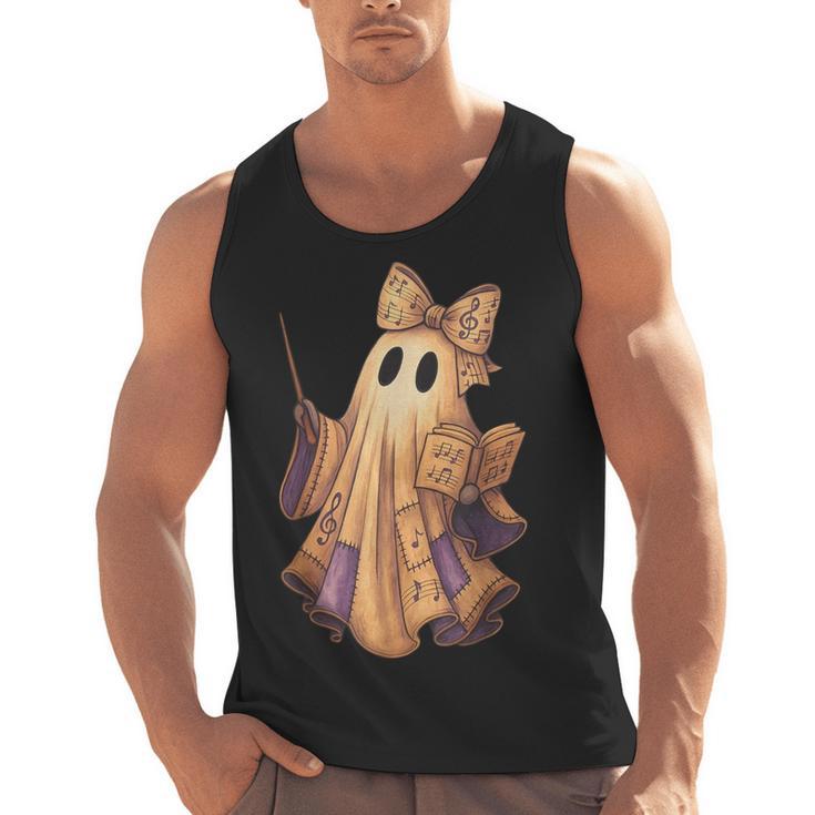 Coquette Music Note Patchwork Ghost Music Teacher Halloween Men Tank Top