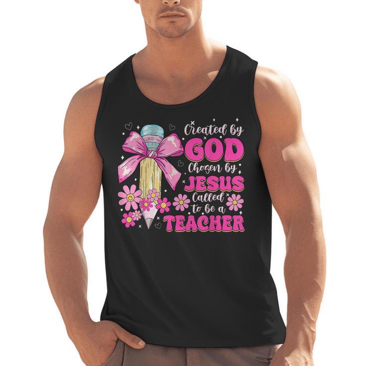 Created By God Called To Teacher Jesus Christian Teacher Men Tank Top