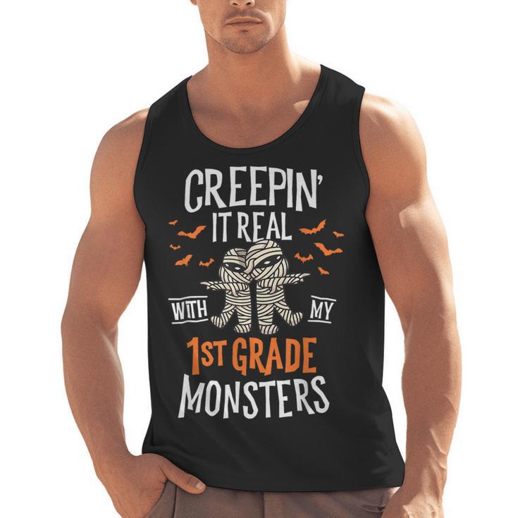 Creepin It Real With My 1st Grade Monsters Halloween Teacher Men Tank Top