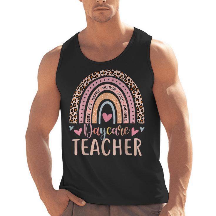 Cute Daycare Teacher Rainbow Leopard Print Childcare Worker Men Tank Top