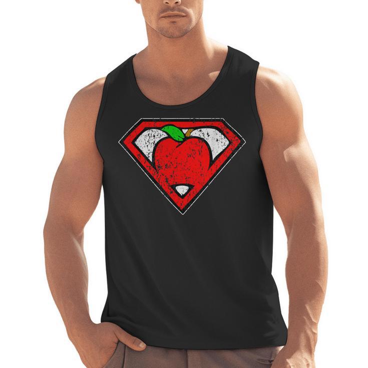 Cute Distressed Super Teacher Superhero Apple Shirt Men Tank Top