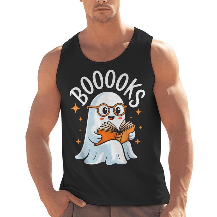 Cute Ghost Reading Book Librarian Teacher Halloween Costume Men Tank Top