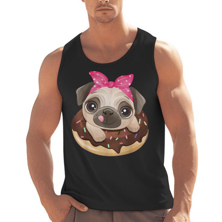 Cute Pug Shirt Donut Girls Dog Men Tank Top, trending gift