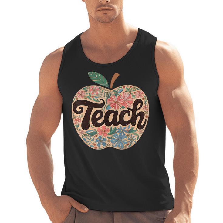 Cute Teacher With Apple Retro Teacher Kids Back To School Men Tank Top