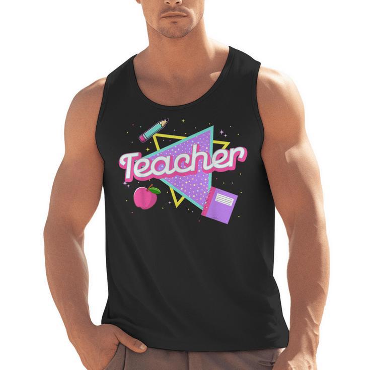 Cute Teacher Shirt 80's 90's Style Retro Old School Teacher For Men Women Men Tank Top
