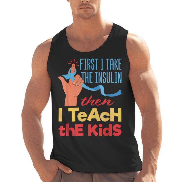 Diabetic Teacher Diabetes Awareness Insulin Blue Ribbon Men Tank Top