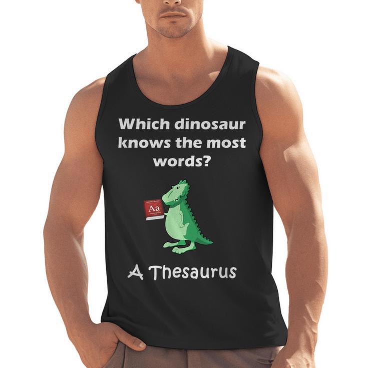 Dinosaur Thesaurus Grammar Joke Teacher Men Tank Top