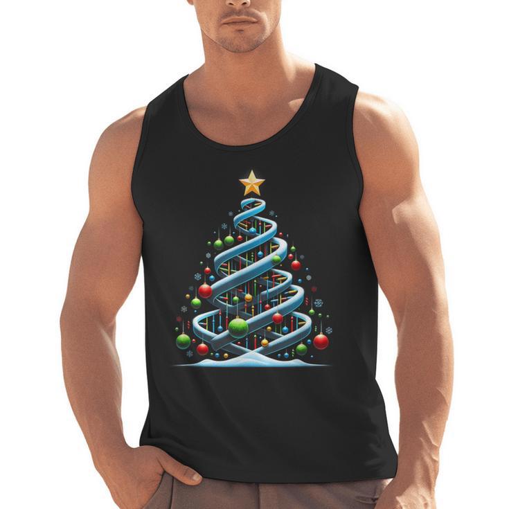 DNA Helix Christmas Tree Scientist Biology Science Teacher Men Tank Top