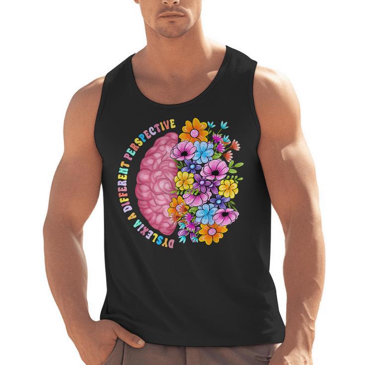 Dyslexia Different Perspective Reading Brain Floral Teacher Men Tank Top