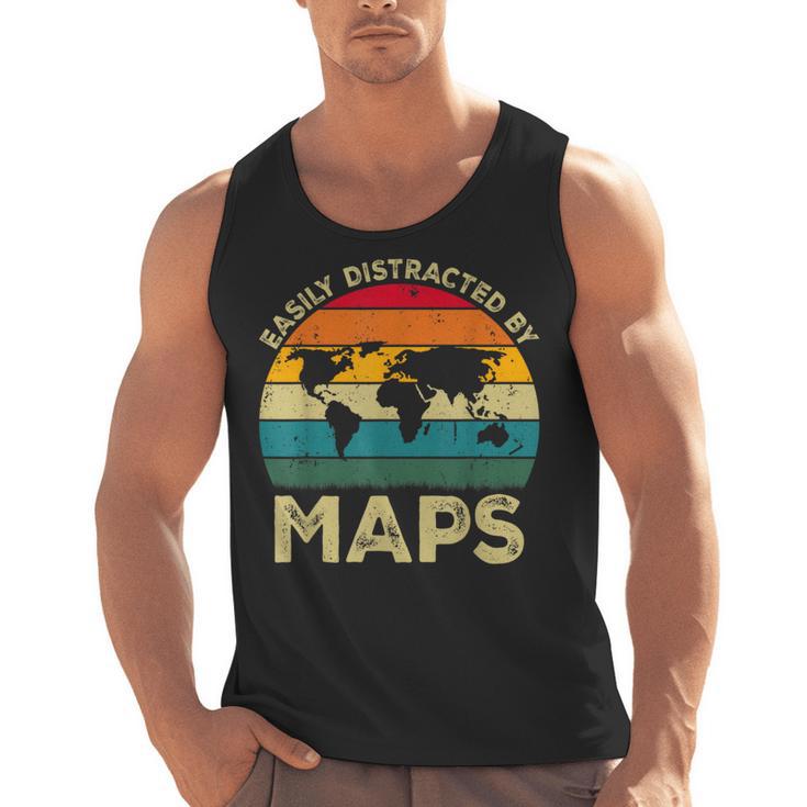 Easily Distracted By Maps Geography Teacher Men Tank Top