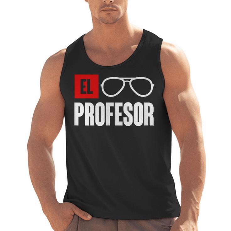 El Professor Money Costume Profesor Glasses Men Teacher Gift Men Tank Top