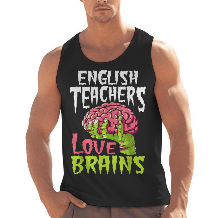 English Teachers Love Brains Zombie Teacher School Halloween Men Tank Top