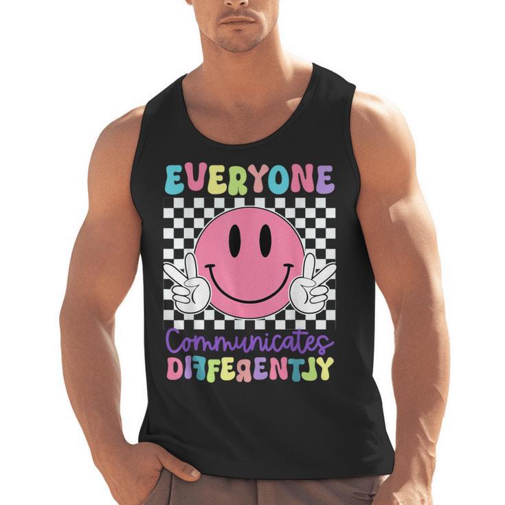 Everyone Communicates Differently Autism Awareness Teacher Men Tank Top