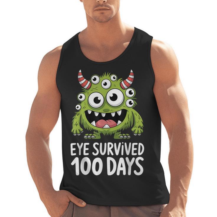 Eye Survived 100 Days Of School Monster Lover Teacher Kids Men Tank Top