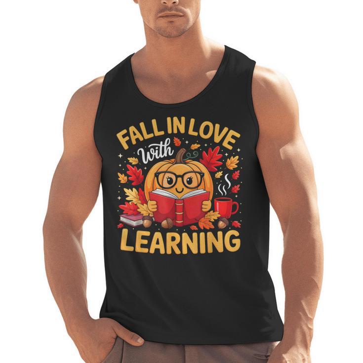 Fall In Love With Learning Pumpkin Thanksgiving Teacher Fall Men Tank Top