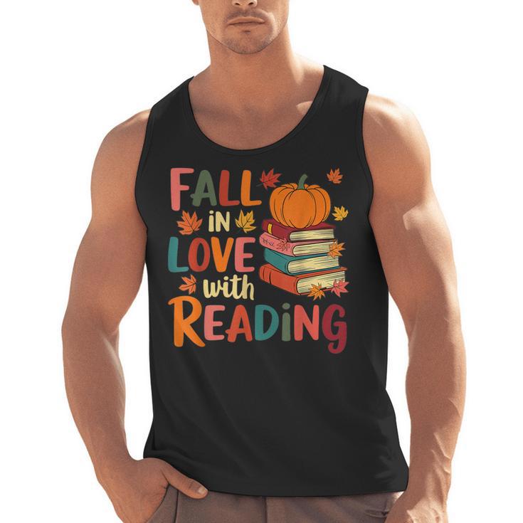Fall In Love With Reading Autumn Thanksgiving Shirt Teacher Men Tank Top