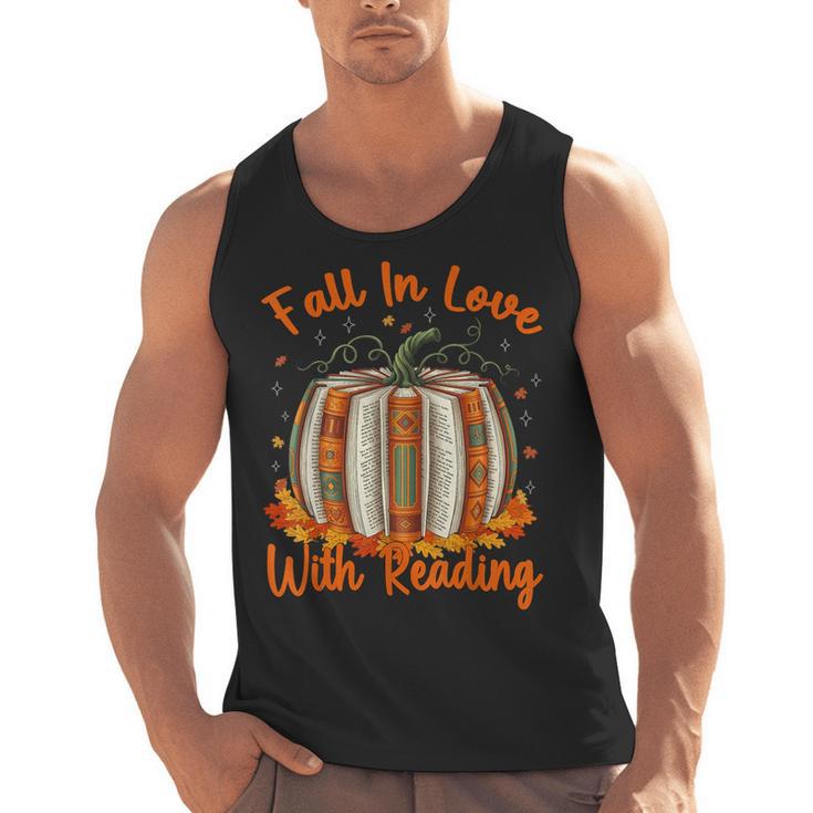 Fall In Love With Reading Pumpkin Autumn Librarians Teacher Men Tank Top