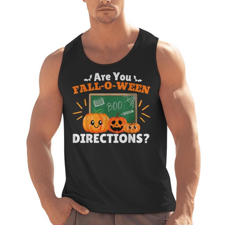 Are You Fall O Ween Directions Halloween Teacher Retro Men Tank Top