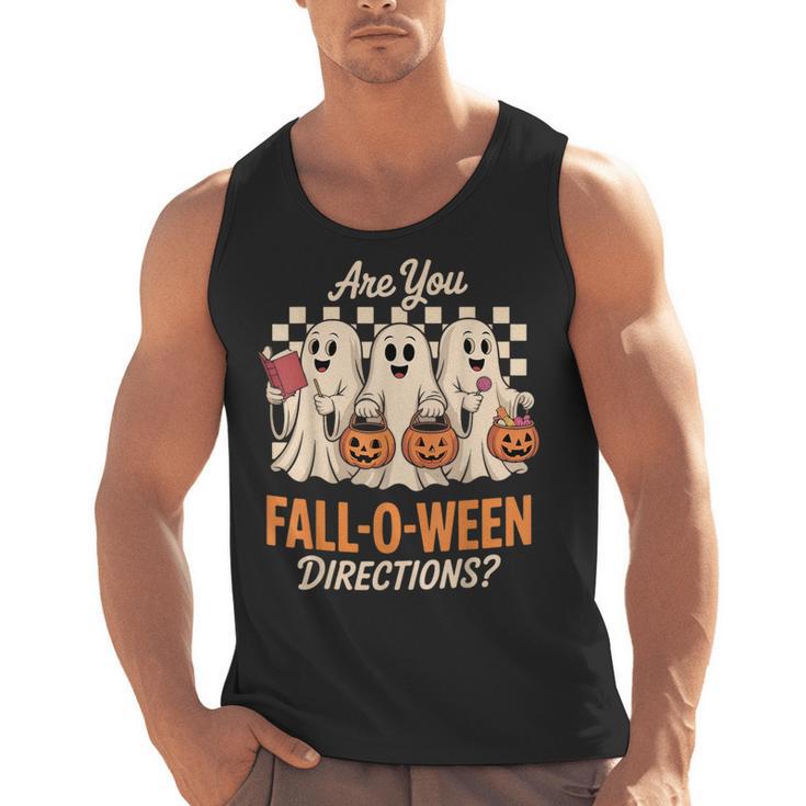 Are You Fall O Ween Directions Teacher Halloween Boo Ghost Men Tank Top