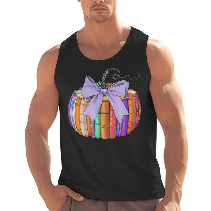 Fall Pumpkin Books Lover Halloween Teacher Teaching Staff Men Tank Top