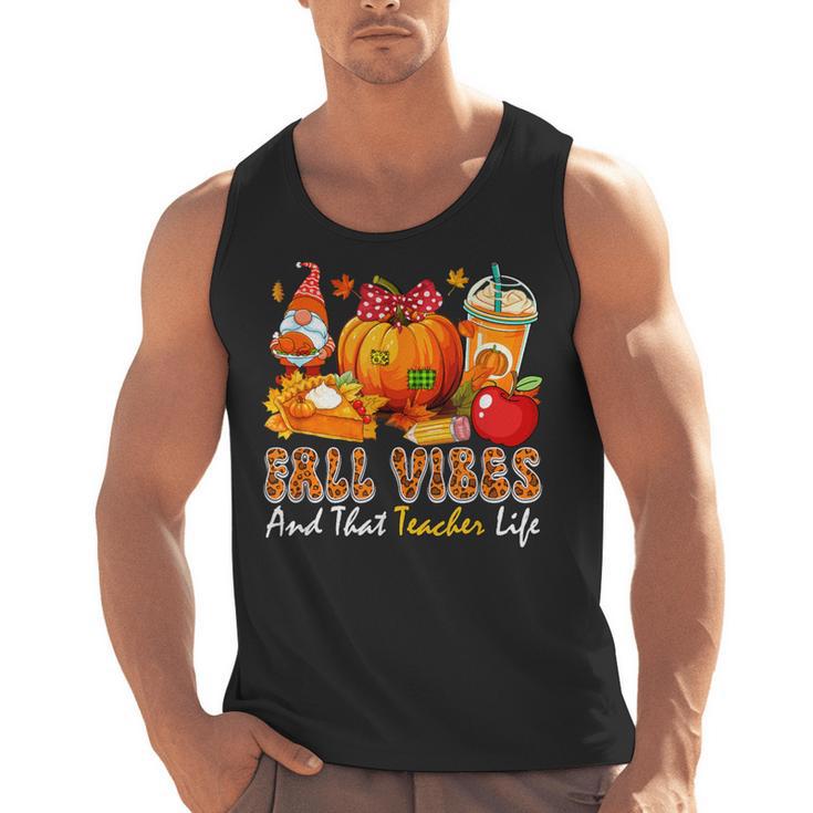 Fall Vibes Costume Teacher Thanksgiving Leopard Gnome Men Tank Top