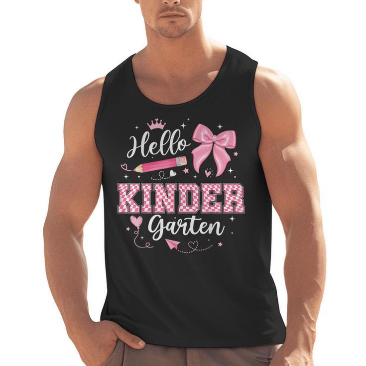 First Day Of School Teacher Girl Coquette Hello Kindergarten Men Tank Top
