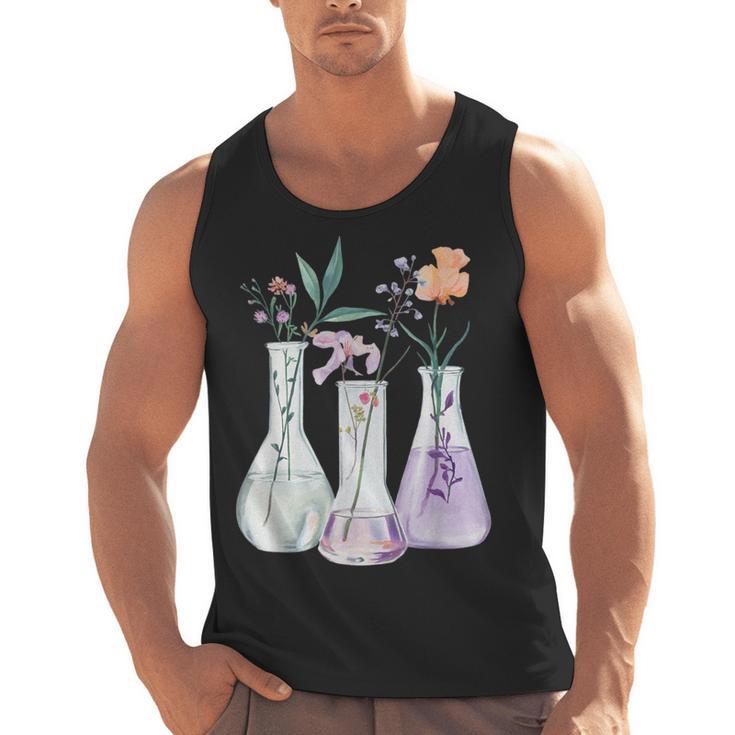 Flowers Test Tube Chemistry Student Science Teacher Women Men Tank Top