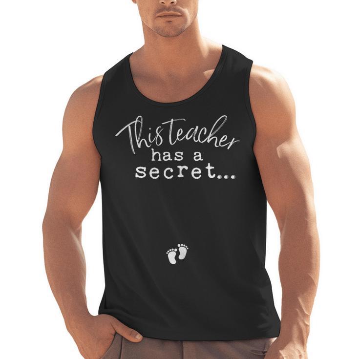 Fun Pregnant Teacher Announcement Idea- Footprints On Tummy Men Tank Top