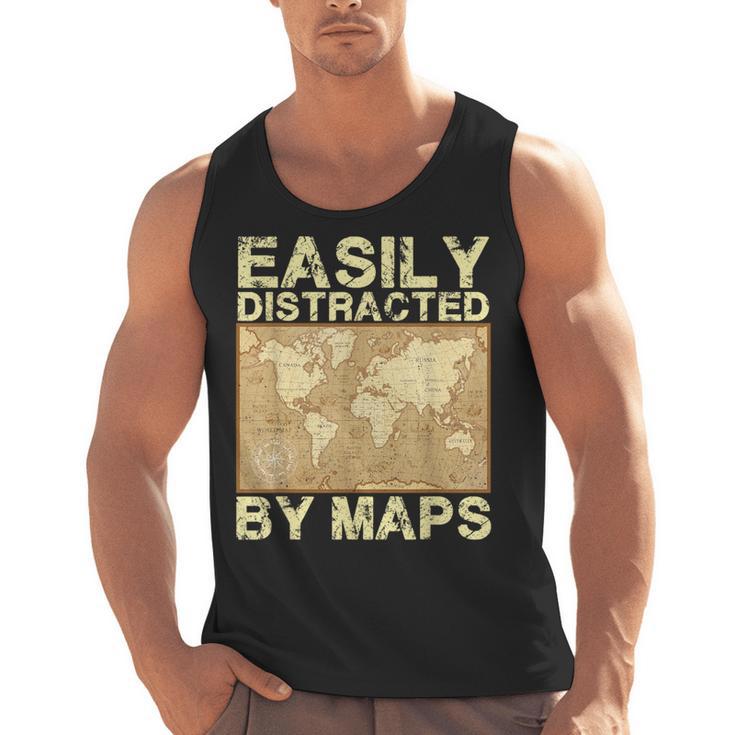 Geography Teacher Easily Distracted By Maps Men Tank Top