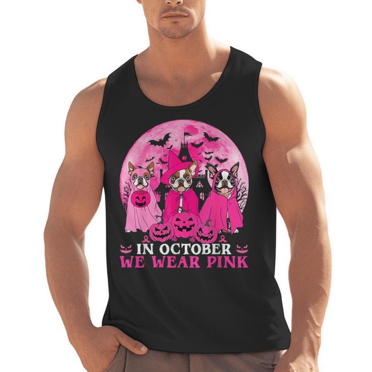 Ghost And Witch Boston Terrier Dog In October We Wear Pink Men Tank Top, Boston Terrier Ghost Gifts, trending gift