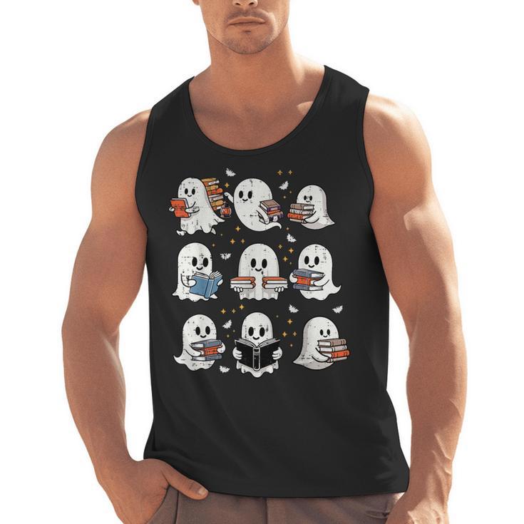 Ghosts With Books Library Halloween Men Women Kids Teacher Men Tank Top