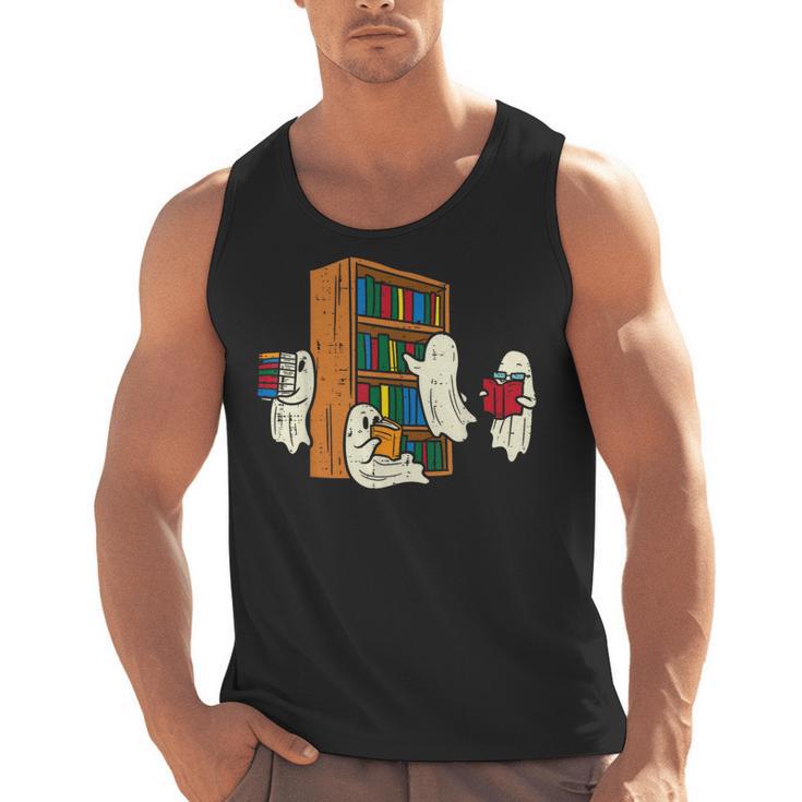 Ghosts Reading Books Teacher Halloween Librarian Boooks Men Tank Top
