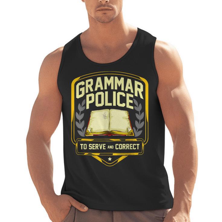 Grammar Police To Serve And Correct English Teacher Men Tank Top