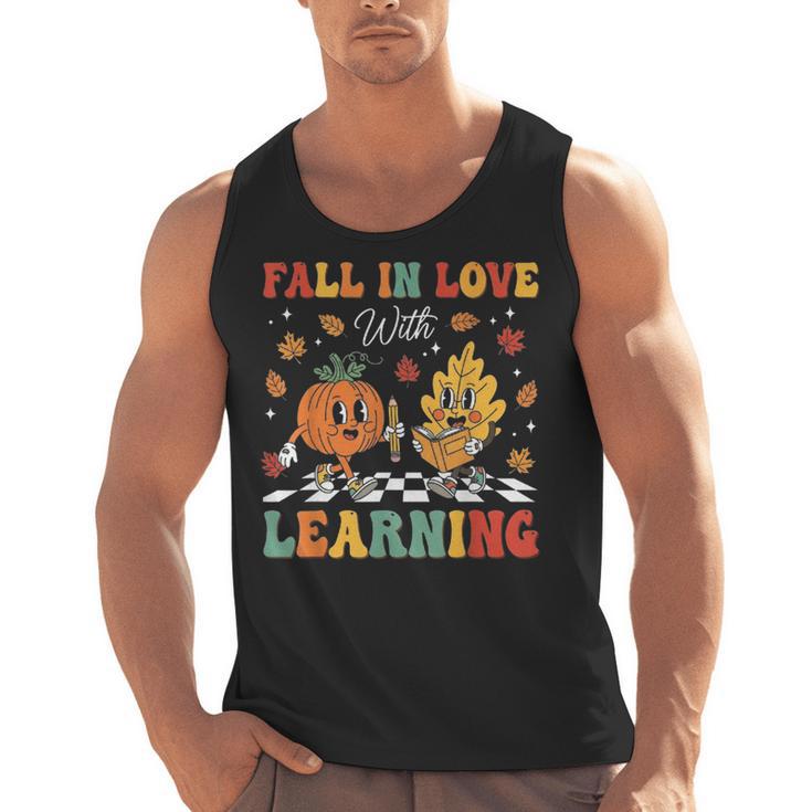 Groovy Fall In Love With Learning Autumn Pumpkin Teacher Men Tank Top