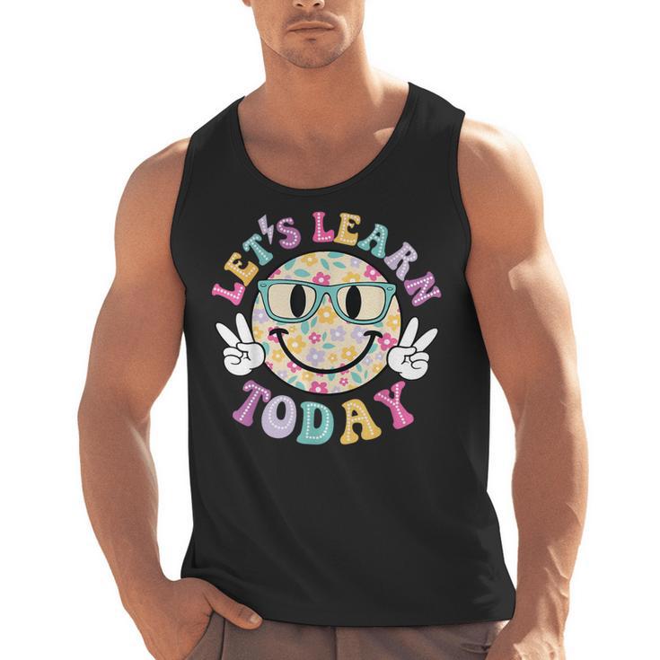 Groovy Retro Lets Learn Today Teacher Student Back To School Men Tank Top