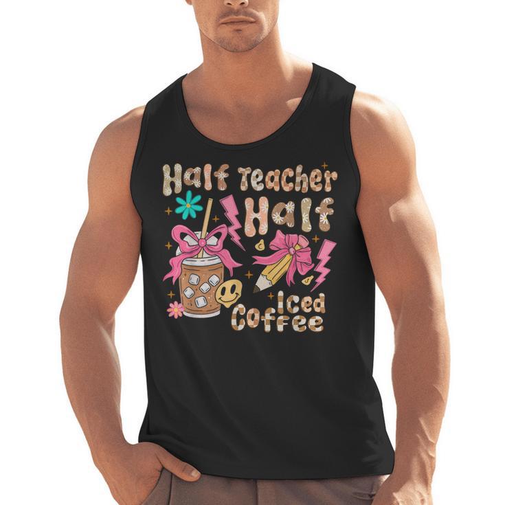 Half Teacher Half Iced Coffee Back To School Men Tank Top
