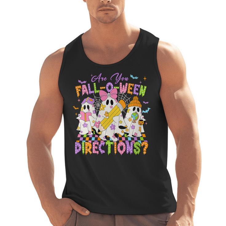 Halloween Floral Ghost Teacher Are You Falloween Directions Men Tank Top