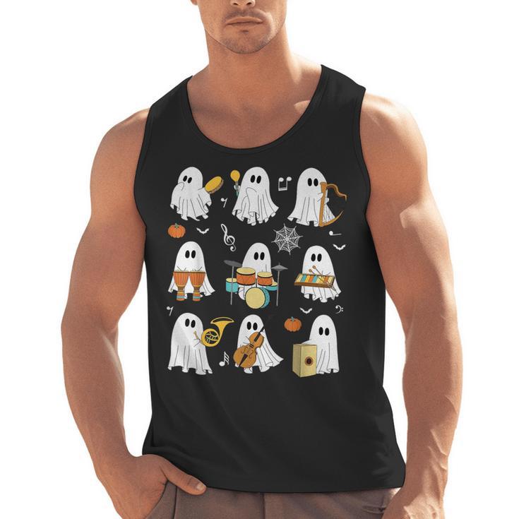 Halloween Ghost Playing Musical Instruments Music Teacher Men Tank Top